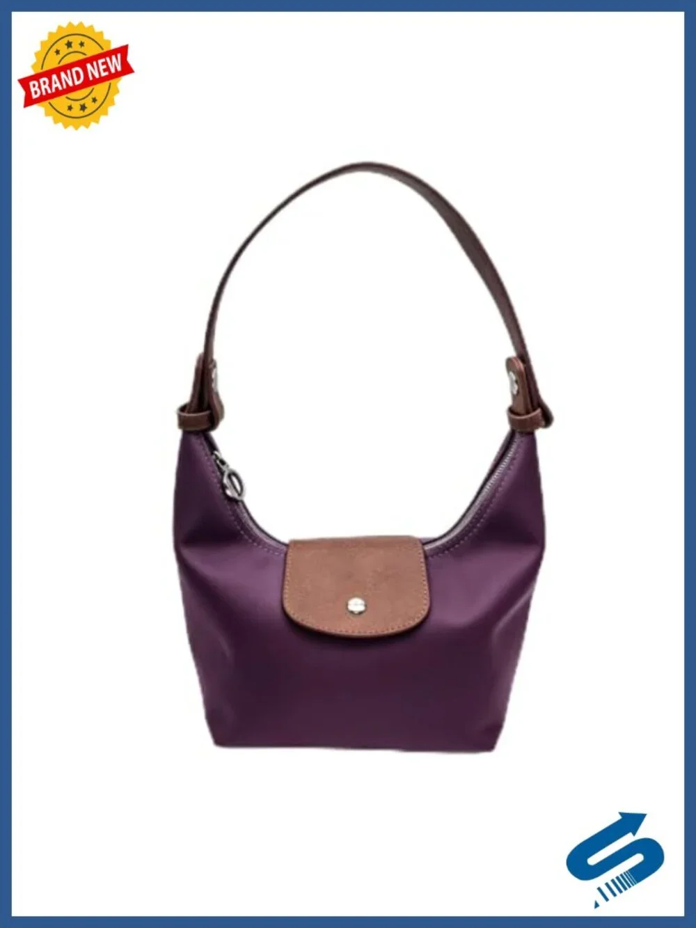 Convertible Nylon Shoulder Bag Crossbody 2 Straps Zipper Minimalist Dumpling